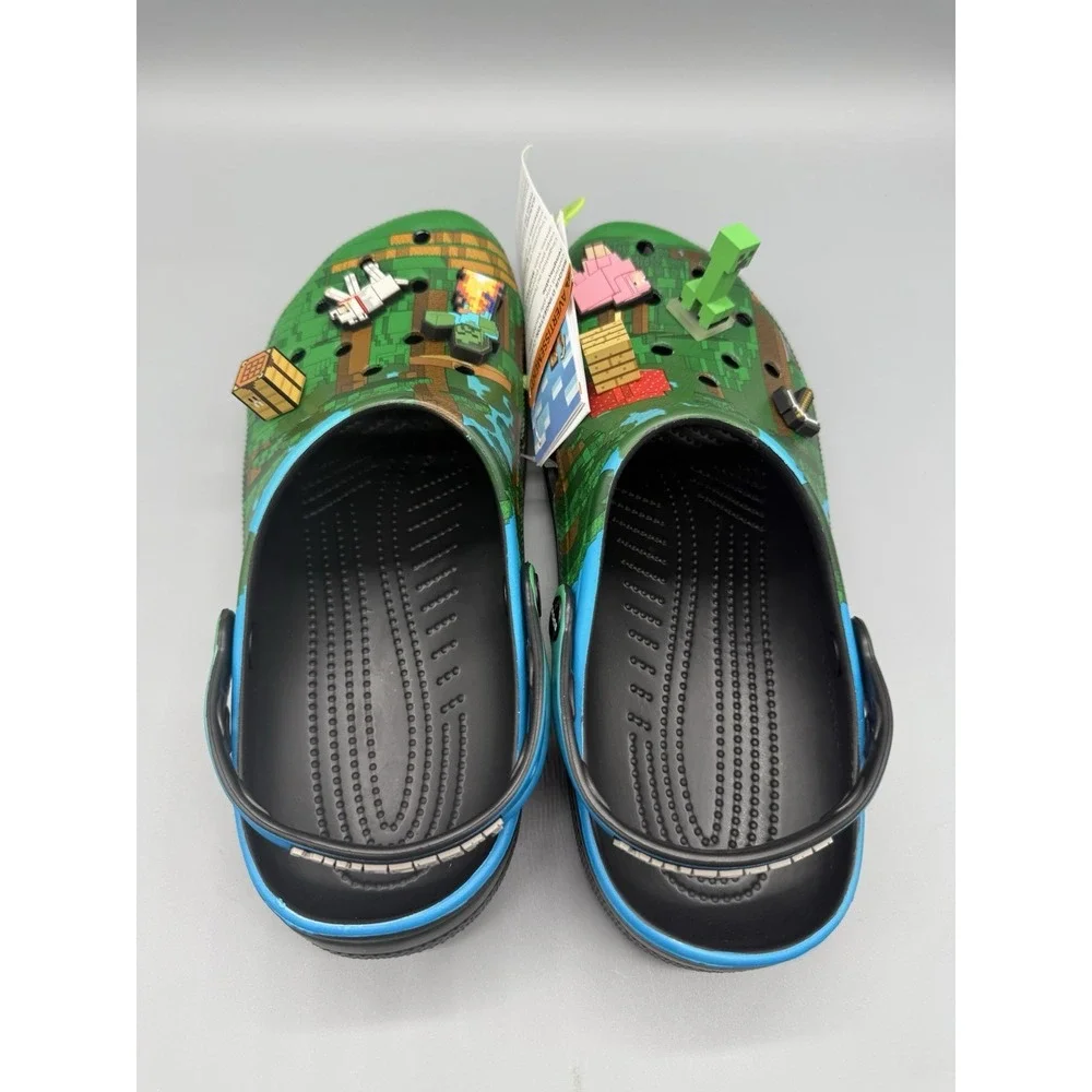 Crocs Minecraft Classic‎ Clog Green M11/W13 Adult Gamer Steve Creeper Jibbitz